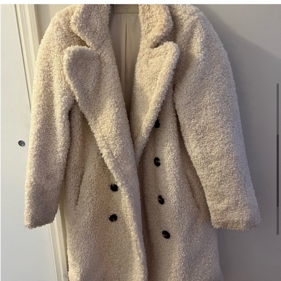 Blank NYC shearling double breasted teddy coat, ivory, size XS - Picture 6 of 10